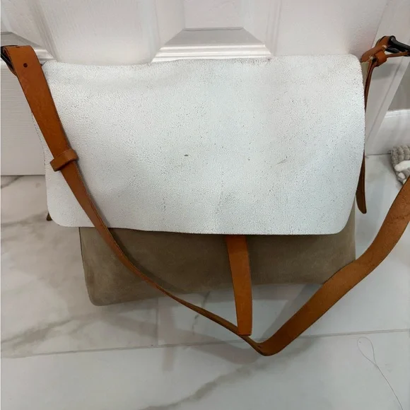 ✨MASSIMO PALOMBA Crossbody Satchel Messenger Bag in Suede & Distressed Leather